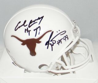 Earl Campbell Ricky Williams Signed Texas Longhorns Heisman Mini Helmet Beckett