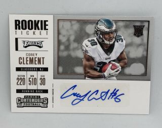 2017 Panini Contenders Football Corey Clement Rc Rookie Ticket Variation Auto Sp
