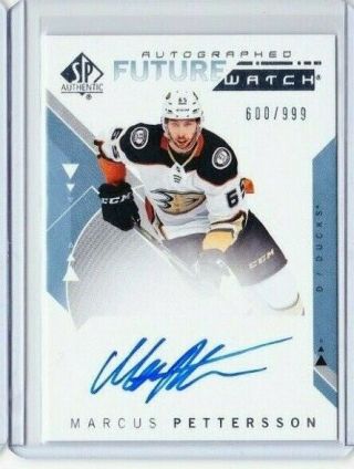 2018 - 19 Ud Spa Future Watch Marcus Pettersson 182 Rookie Auto /999 Ducks Pd