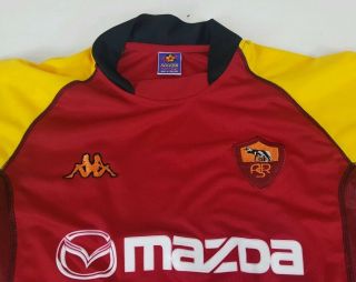 AS Roma ASR Kappa Patched Soccer Futbol Soccer Jersey Shirt MAZDA Size Medium y2 2