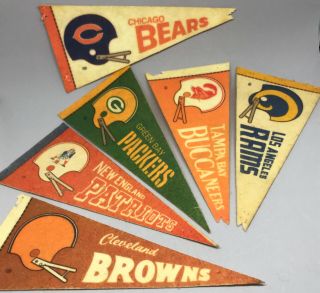 Nfl Football Sport Mini Felt Pennant X 6 1976 - 81 Packers Browns Patriots Rams