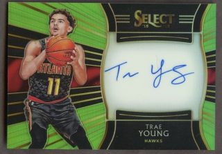 2018 - 19 Select Green Trae Young Hawks Rc Rookie Auto 12/99