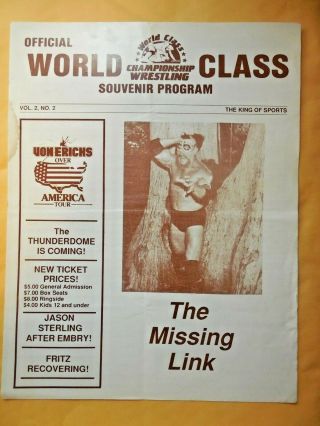 Vintage World Class Championship Wrestling Program Wccw Texas Missing Link 1988