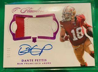 2018 Flawless Dante Pettis Rookie Patch Auto 15/15 49ers
