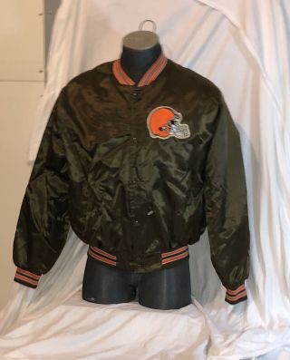 Vintage Usa Made Locker Line Satin Jacket Cleveland Browns Nfl Men 