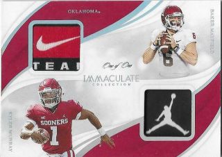 2019 Panini Immaculate Baker Mayfield Kyler Murray Dual Nike Mj Patch D 1/1