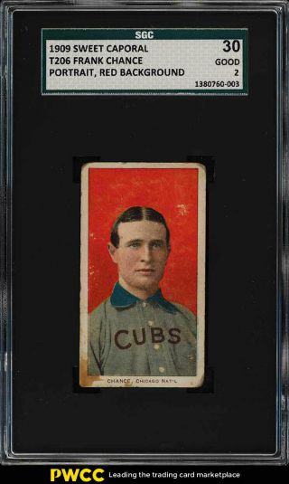 1909 - 11 T206 Frank Chance Red Portrait Sgc 2 Gd (pwcc)