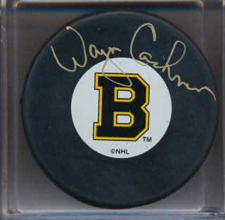 Autographed Wayne Cashman Boston Bruins Puck