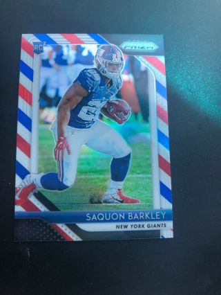 2018 Prizm Red White Blue Refractor Sp 202 Saquon Barkley Rc And Base Rookie