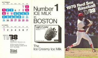 1978 Boston Red Sox Baseball Pocket Schedule
