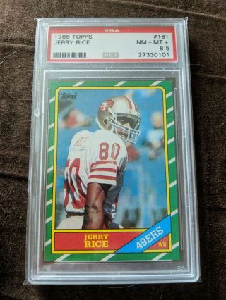 1986 Topps Football Jerry Rice Rookie Rc 161 Psa 8.  5 Nm - Mt,  Centered Goat