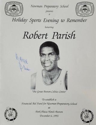 Robert Parish Autographed Program Boston Celtics Hof W/