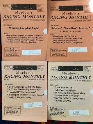 Meadow ' s Racing Monthly - 12 Issues - Horse Race Handicapping 2