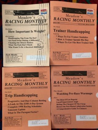 Meadow ' s Racing Monthly - 12 Issues - Horse Race Handicapping 3
