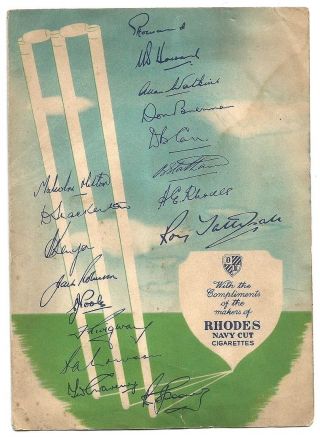 Cricket 1951 Score Card Mcc Vs India With Advertisements Rhodes Navy Cut Cigg Ӝ