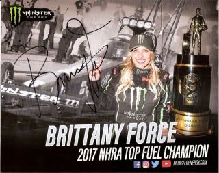 2018 Brittany Force Signed Monster Energy Nhra Hero Photo Card Drag Racing Chevy