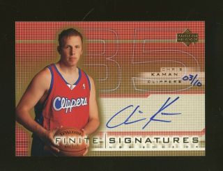 2003 - 04 Upper Deck Finite Chris Kaman Signed Auto 3/10 Los Angeles Clippers