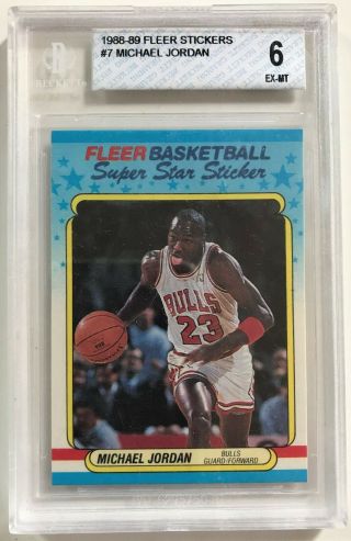 Michael Jordan 1988 - 89 Fleer Sticker 7 Graded Bgs 6 (ex - Mt) 1 Owner Rare