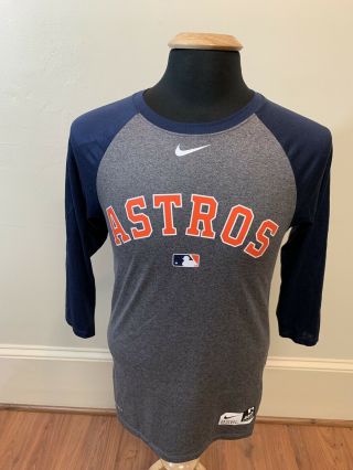 Men’s Small Nike Mlb Houston Astros Tri - Blend 3/4 Raglan Shirt - Dri - Fit