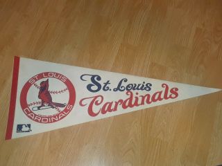 Vintage St.  Louis Cardinals White Full Size 12 X 30 Pennant Mlb