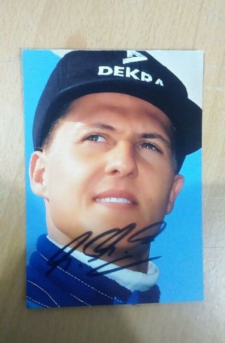 Michael Schumacher Photo Postcard Hand Signed Authentic Autographed
