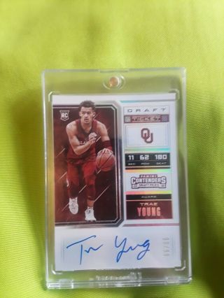 Trae young contenders auto.  draft Ticket 99/99 Last One Made.  full auto. 2