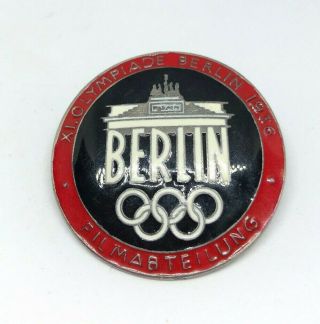 1936 Olympics German Filmabteilung Badge.  Germany,  Summer,  Winter,  Enamel