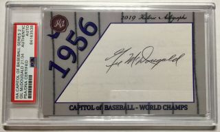 Historic Autographs Capitol Of Baseball Gil Mcdougald Cut Auto /34 1956 Yankees
