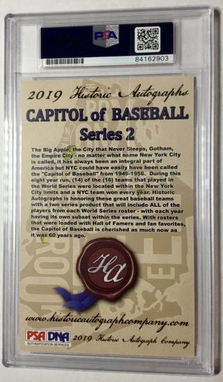 Historic Autograph Capitol Of Baseball Allie Reynolds Cut Auto /26 1952 Yankees 2