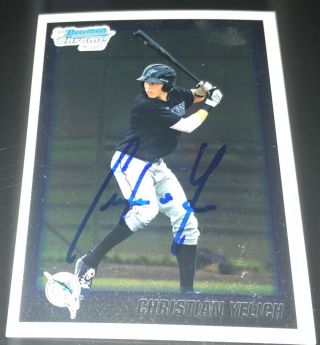Christian Yelich Signed 2010 Bowman Chrome Draft Auto Bdpp78 Brewers In Person 2