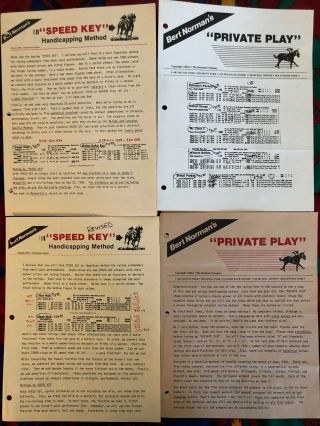 2 Horse Race Handicapping Systems By Bert Norman - " Private Play " & " Speed Key "