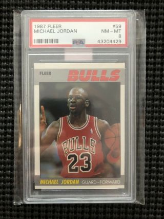 1987 Fleer Basketball 59 Michael Jordan Chicago Bulls Hof Psa 8 Nm - Mt