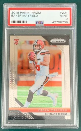 2018 Panini Prizm 201 Baker Mayfield Cleveland Browns Rc Rookie Psa 9