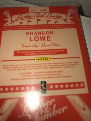 2018 - 19 Leather And Lumber Brandon Lowe Relic Auto 7/10 2