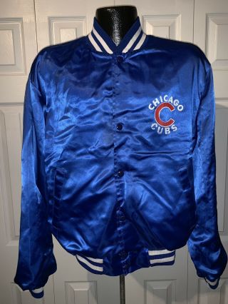 Men’s Vintage Swingster Chicago Cubs Mlb Baseball Satin Full Button Jacket Large