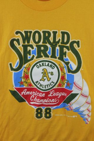 Vintage Oakland Athletics A ' s 1988 American League Champions Shirt MBL Trench L 2