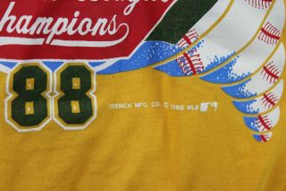 Vintage Oakland Athletics A ' s 1988 American League Champions Shirt MBL Trench L 3