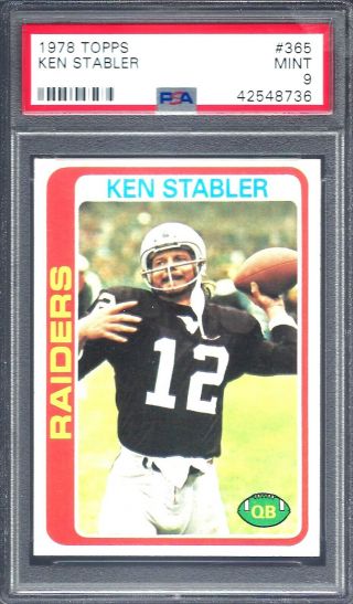 1978 Topps Football Ken Stabler 365 Psa 9 (8736)