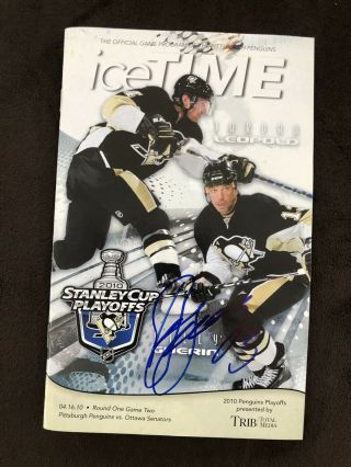 Bill Guerin Autograph Pittsburgh Penguins Sga Ice Time Program Signed 4/16/10