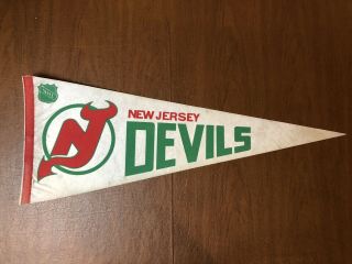 Vintage Jersey Devils Nhl Hockey Pennant 1980 