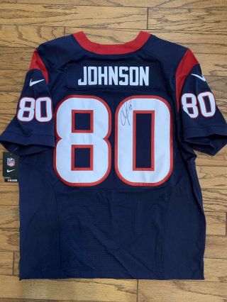 $250 Nwt Autographed Authentic Nike Andre Johnson Houston Texans Nfl Jersey 48 L