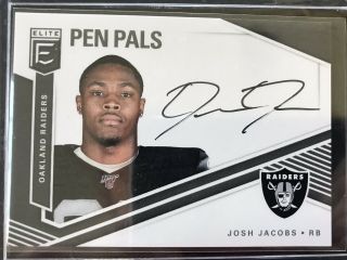 Josh Jacobs 2019 Donruss Elite Pen Pals Auto On Card Rc Autograph