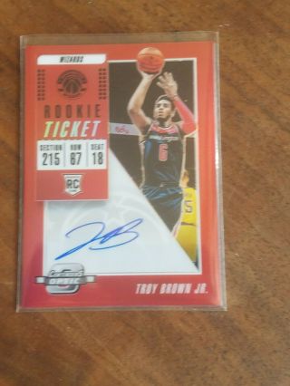 Troy Brown Jr.  18 - 19 Contenders Optic Basketball Auto Red 21/149 Prizm