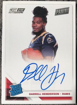 2019 Panini Darrell Henderson Next Day Auto On Card Rams Rc Nfl Premiere