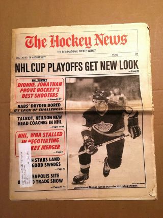 The Hockey News,  August 1977,  Vol 30 No 36,  40p: Marcel Dionne On Cover