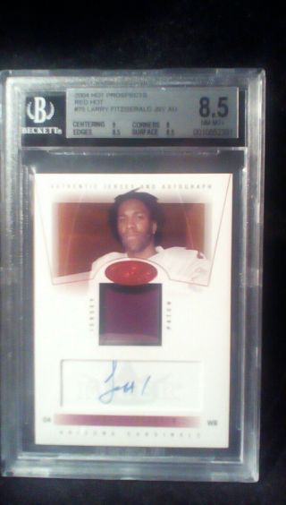 2004 Fleer Hot Prospects Red Hot 75 Larry Fitzgerald Bgs 8.  5w 10 Auto.  No.  /50