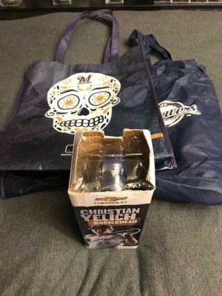 Christian Yelich Bobblehead Milwaukee Brewers Giveaway 6/9/19,  (2) Tote Bags