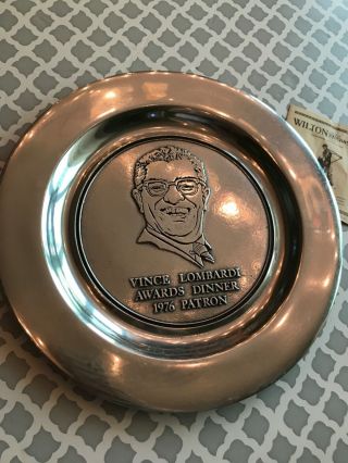 1976 Vince Lombardi Awards Dinner Banquet Patron Plate,  Green Bay Packers 11”