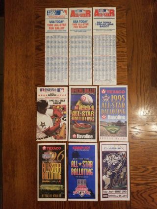 (9) Different 1988 - 90,  93 - 97,  02 Major League Baseball All Star Game Ballots