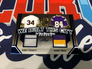 Kirby Puckett Randy Moss 2019 Leaf In The Game Dual Jersey Patch D 1/30